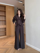 Winter V-Neck Peplum Blazer 2 PC Co-Ord Set 4