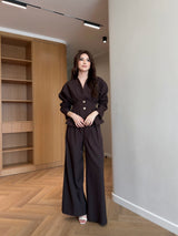 Winter V-Neck Peplum Blazer 2 PC Co-Ord Set 6